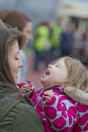 Gavin Blyth Memorial Cup Feb 19 2011 Brooke Vincent cuddles Jack Shepherds Daughter 2 year old Nyla sm.jpg